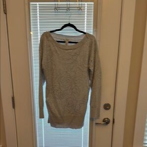 White House Black Market Gray Long Sleeve Dress